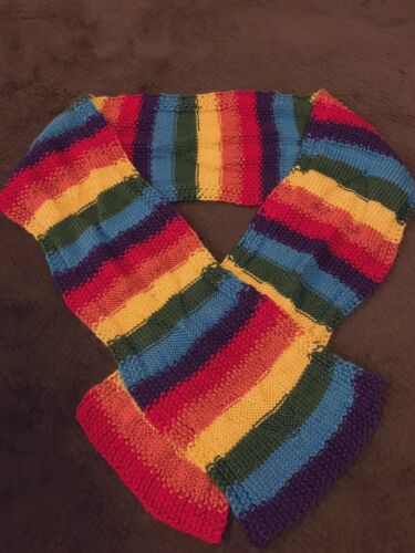 Hand Knit Gay Pride Scarf, LGBTQ+ Pride