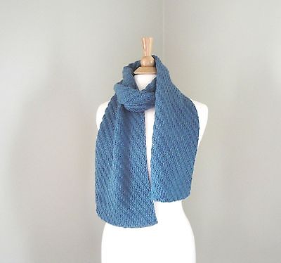 Steel Blue Scarf Men Women Teens Hand Knit Large Long Scarf Muffler Soft Cuddly