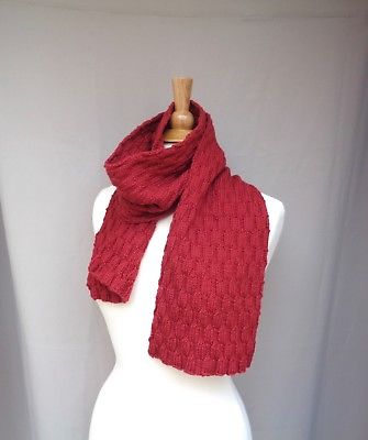 Burgundy Red Scarf for Men & Women Soft Wool Hand Knit Muffler Wide Long Large