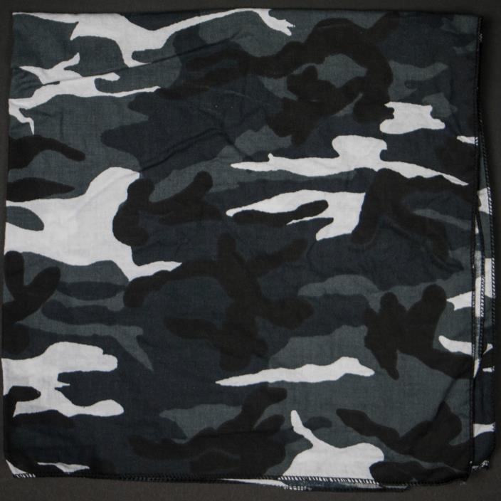 Grey Camo Bandana Towel Scarf Camouflage Army Cotton Military NEW 21''x21''