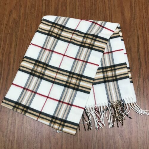 Cashmink Scarf - White Plaid V. Fraas 100% Acrylic Made in Germany