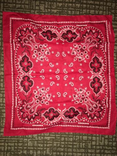 Vintage Red Fast Color 100% Cotton RN 15234 Bandana Lot #37