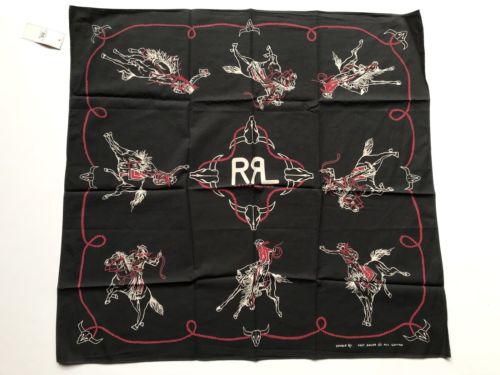 RRL Ralph Lauren Vintage Inspired Cowboy Western Print Bandana Scarf-32x30