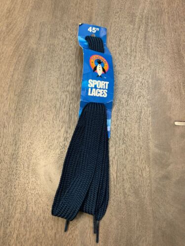 Penguin Fat Shoe Laces Flat Sport Laces Navy Blue 45” Length 1