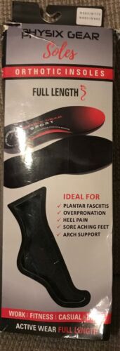 New ~ Physix Gear Soles Orthotic Insoles, Size Medium, Men 7-9.5, Women 9-11.5