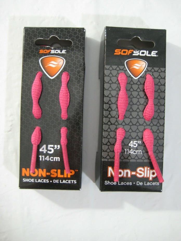 2 New Pairs / Packages Sof Sole Non Slip 45” long BCA Pink Shoe Laces 4 Total