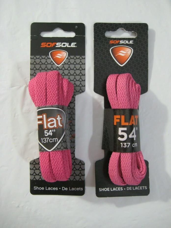 2 New Pairs / Packages Sof Sole Flat Shape 54” long BCA Pink Shoe Laces 4 Total