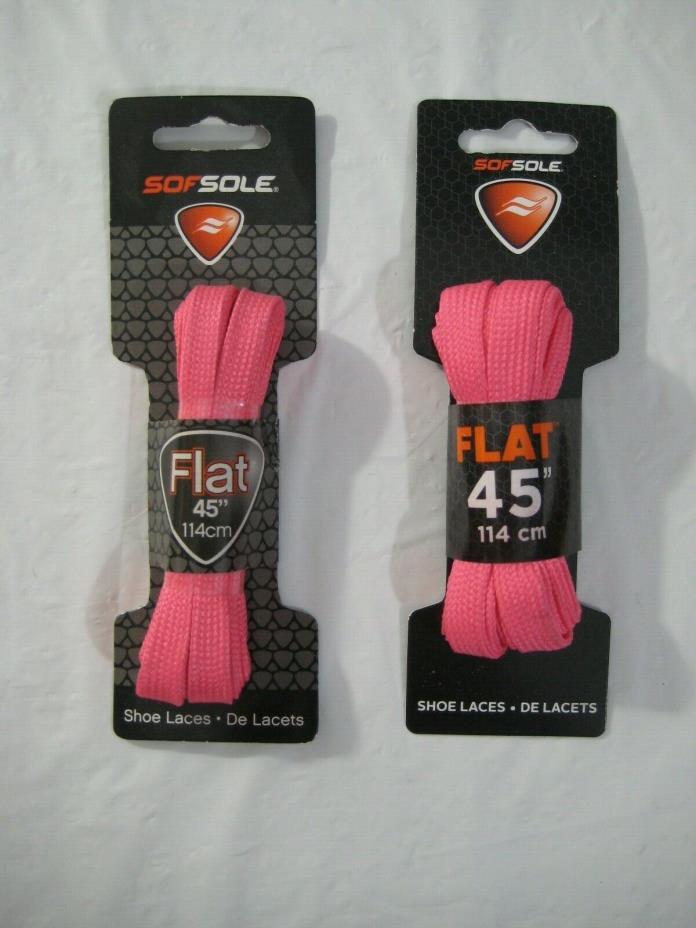 2 New Pairs / Packages Sof Sole Flat Shape 45” long BCA Pink Shoe Laces 4 Total