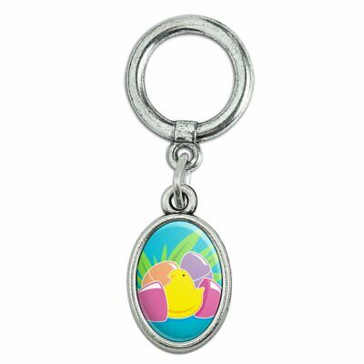 Peeps Hatching Out Of Plastic Easter Egg Shoe Shoelace Oval Charm Jewelry