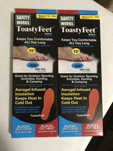 Safety Works Toasty Feet Insoles; Aerogel-Infused; Women's 7-10; New in Package!
