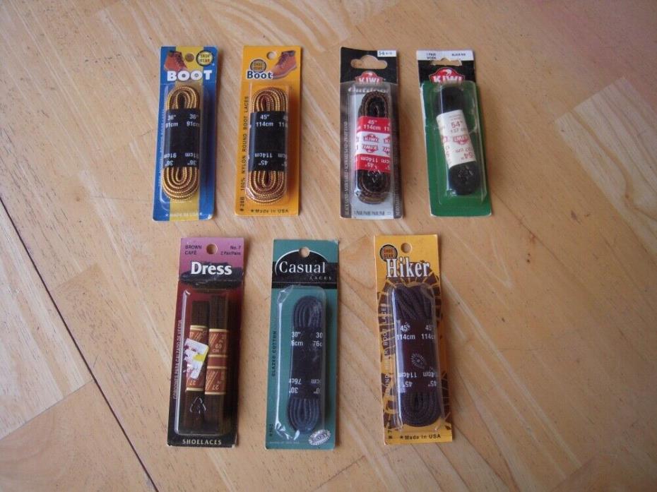 Lot of 7 Different Shoelaces _ Boot (2)-Kiwi (2)-Hiker (1)- Dress (1)-Casual (1)