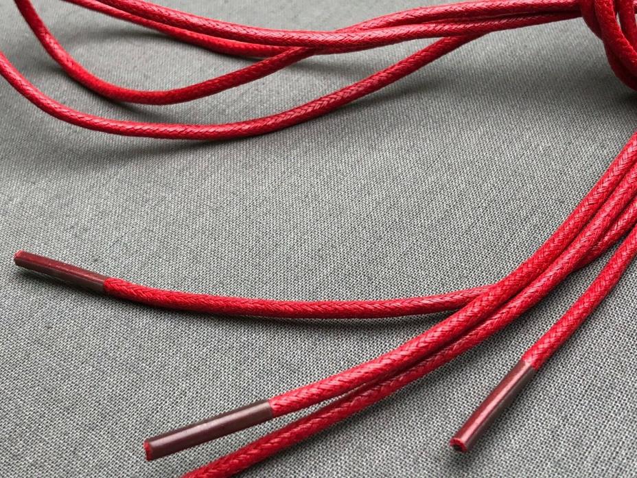 Red Dress Shoe Shoelaces Round Waxed Cotton 27 Inch 3 Eyelet Shoe Lace Strings