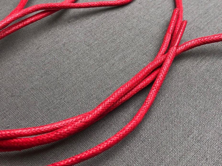 Red Dress Shoe Shoelaces Round Waxed Cotton 36 Inch 5 Eyelet Shoe Lace Strings