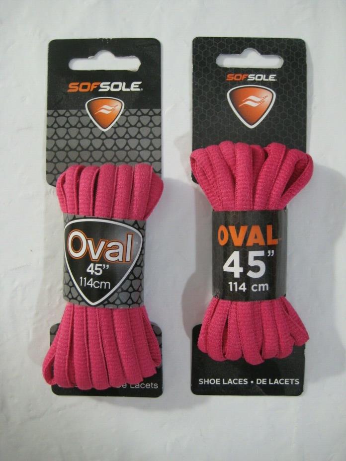 2 New Pairs / Packages Sof Sole Oval Shape 45” long BCA Pink Shoe Laces 4 Total