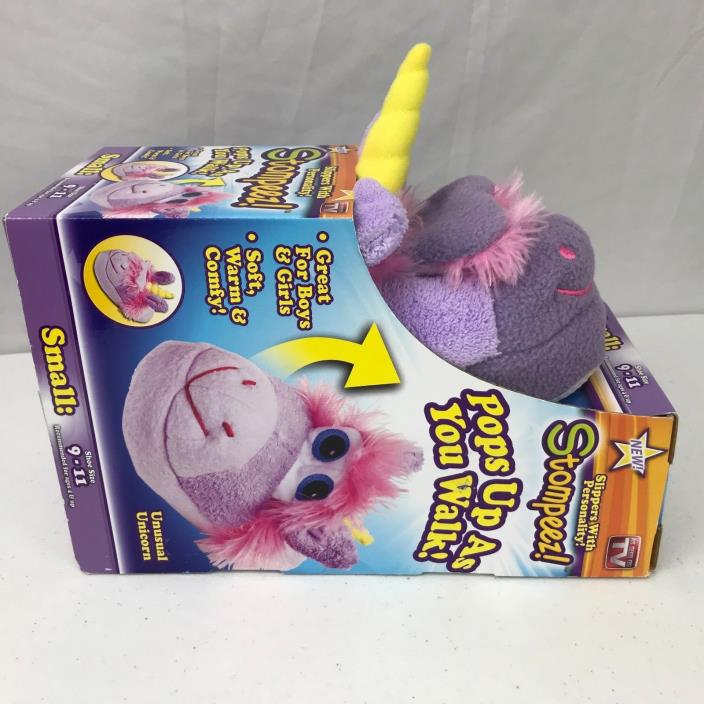 Stompeez  Unusual Unicorn Slippers Purple Size Small  Unisex (9-11) New In Box