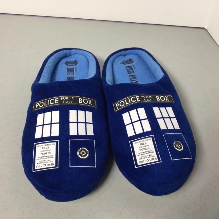Doctor Who Tardis Police Box House Shoes Open Back Slippers Size Adult S New
