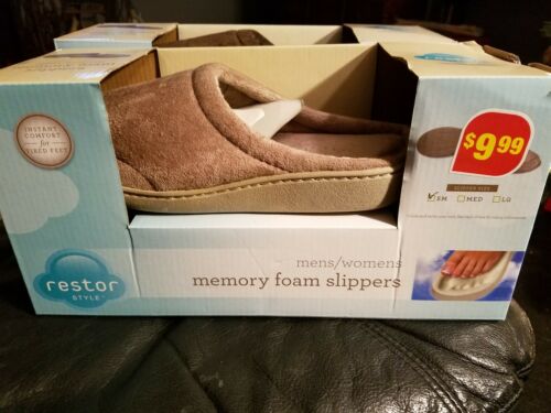RESTOR STYLE MEMORY FOAM SLIPPERS UNISEX SIZE SMALL (6-7) BRAND NEW IN BOX