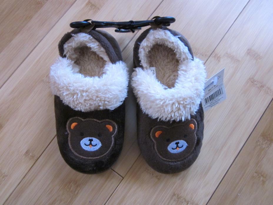 Toddler BOY slippers size M 7 – 8 brown bear New with tags