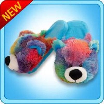 My Pillow Pets  Peace Bear-Rainbow Bear Medium Size Slippers