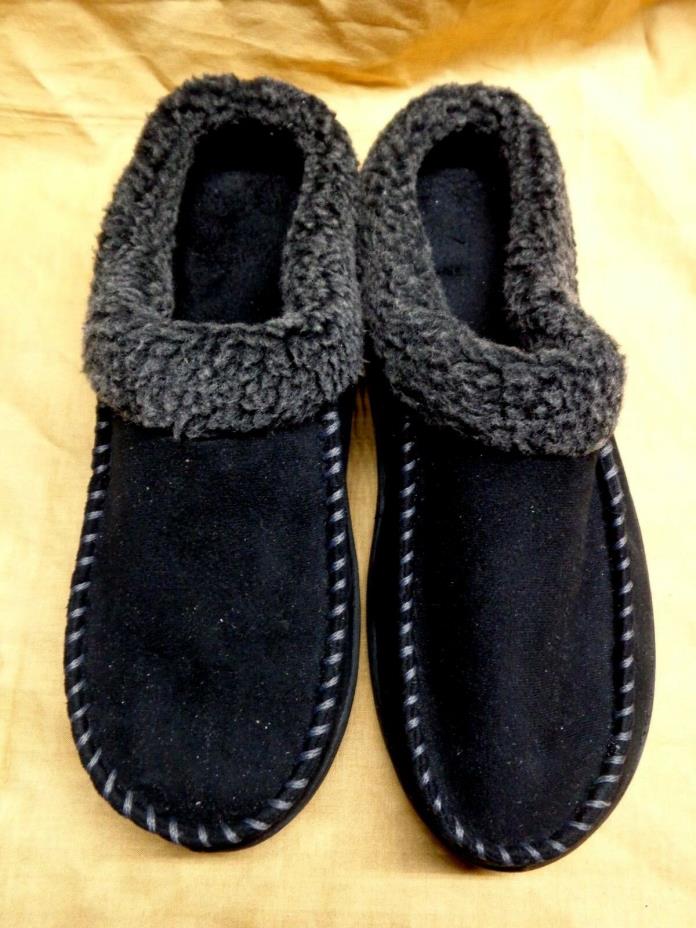 Dearfoams M 9-10 slippers Black, faux fur lined A+