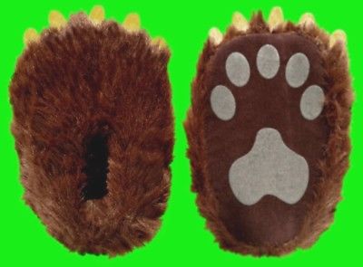 Childrens Kids Size Bear Paw Claw Slippers with Soft Fabric Claws