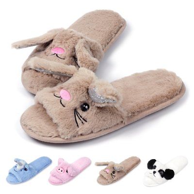 Womens Open Toe Slippers | Cute Bunny Unicorn Animal Slipper Memory Foam Clog