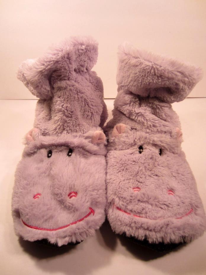 Cozy Hugs Soft Plush Purple Hippo Slippers Microwavable Heated Lavender Scent