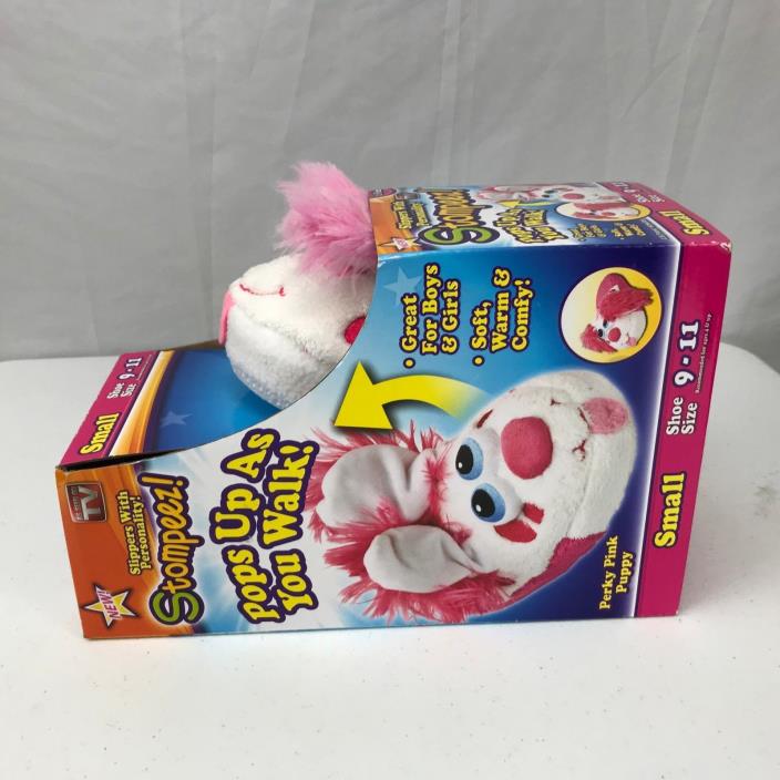 Stompeez  Perky Pink Puppy Slippers Size Small  Unisex (9-11) New In Box