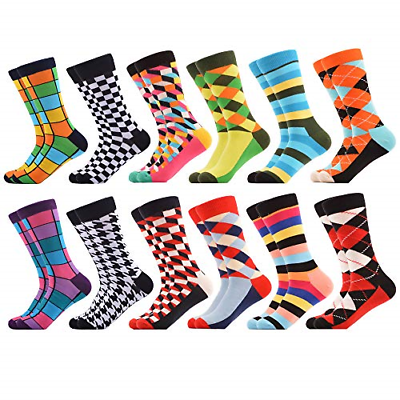 WeciBor Men's Dress Party Crazy Colorful Funny Cotton Crew Socks Packs 063-45