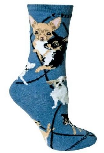 CHIHUAHUA Blue Socks~Wheel House~USA~LARGE~Great Gift! Ships Free!