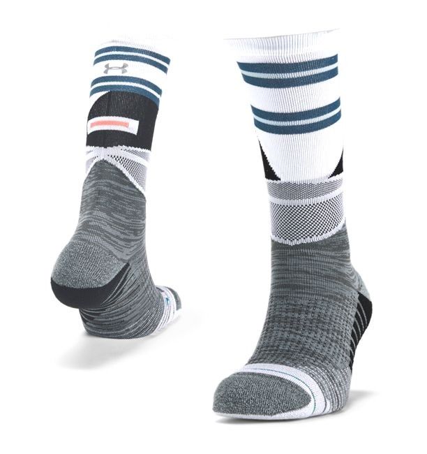UA STANCE SLK TRAINING Mens Unisex Crew Socks White Black Large