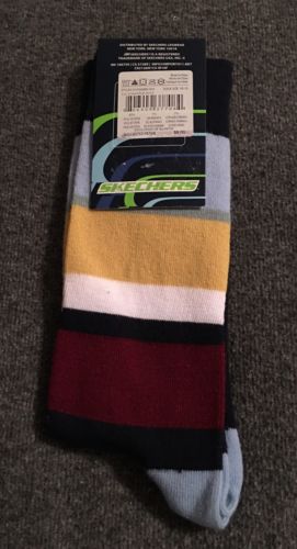 Skechers One Pair Multi-color Striped Socks (Size 10-13) NWT