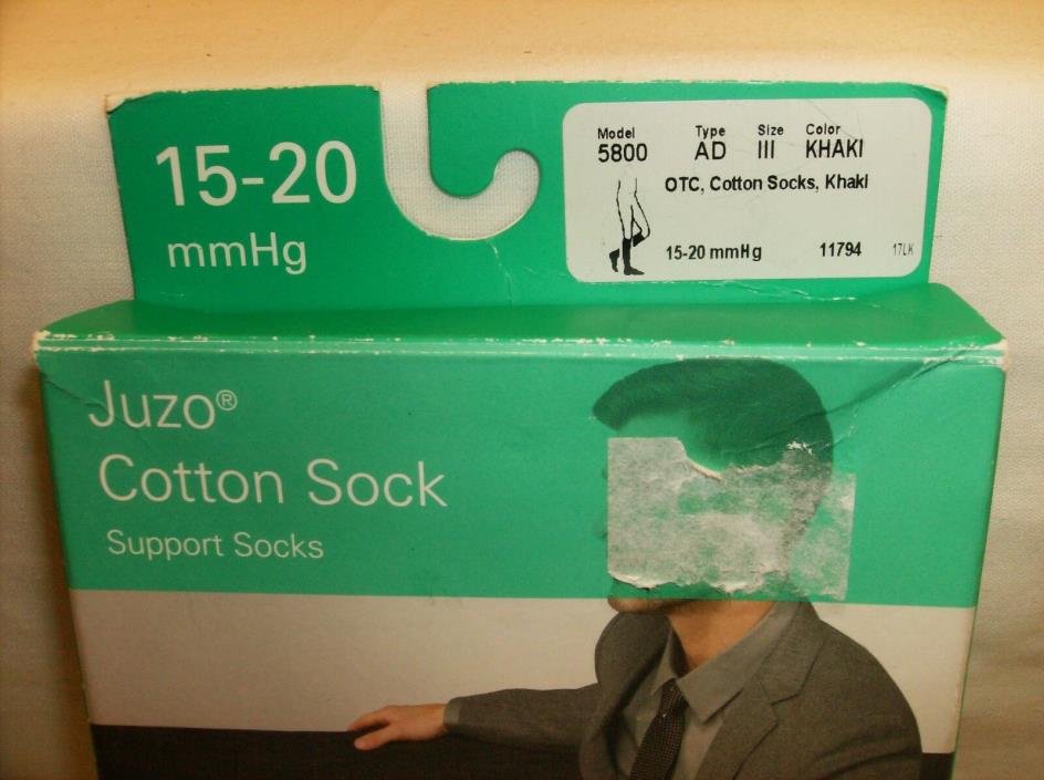 JUZO COTTON SUPPORT SOCKS KHAKI 5800 15-20MMHG MEN'S TYPE: AD OTC 11794 NEW