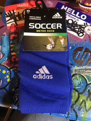Xs Kids Adidas Soccer Socks Metro Sock Blue Arch And Ankle Compression