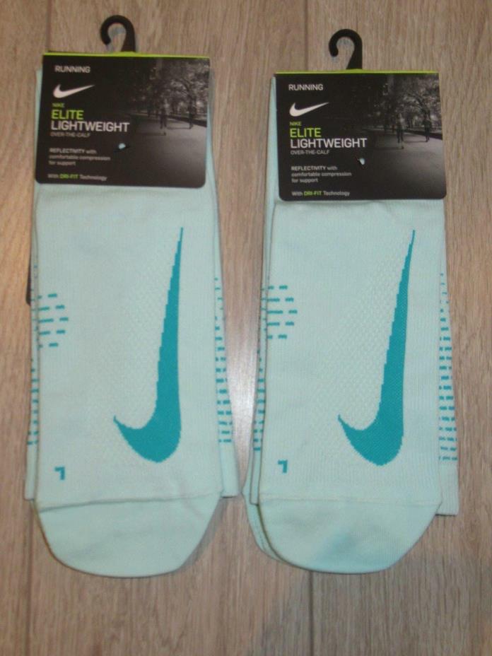 Nike Elite Lightweight Over The Calf Running Socks Unisex Blue ~~2 Pairs~~