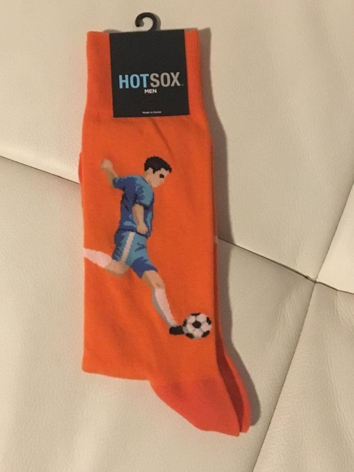 New Men's HOT SOX  socks Socker print  orange size 9-11