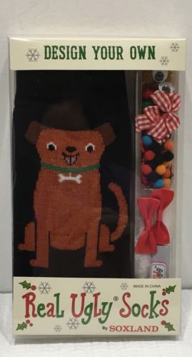 Real Ugly Socks By Soxland Design Your Own Unisex Size 9-11 NEW Dog