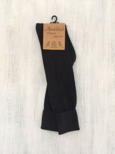 NWT 1 Pair Amelia's Organic Cotton Knee High Socks Black Made in USA 4-10