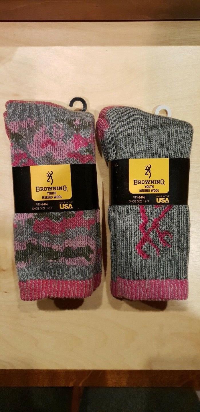 Browning Girls Heavyweight Warm Wool Boot Sock - 2 pack - Girl's Hunting Small