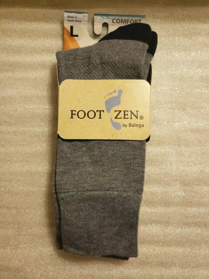 New FOOT ZEN by Balega  Unisex Comfort Crew 8097-0339 Gray/Black Socks Large