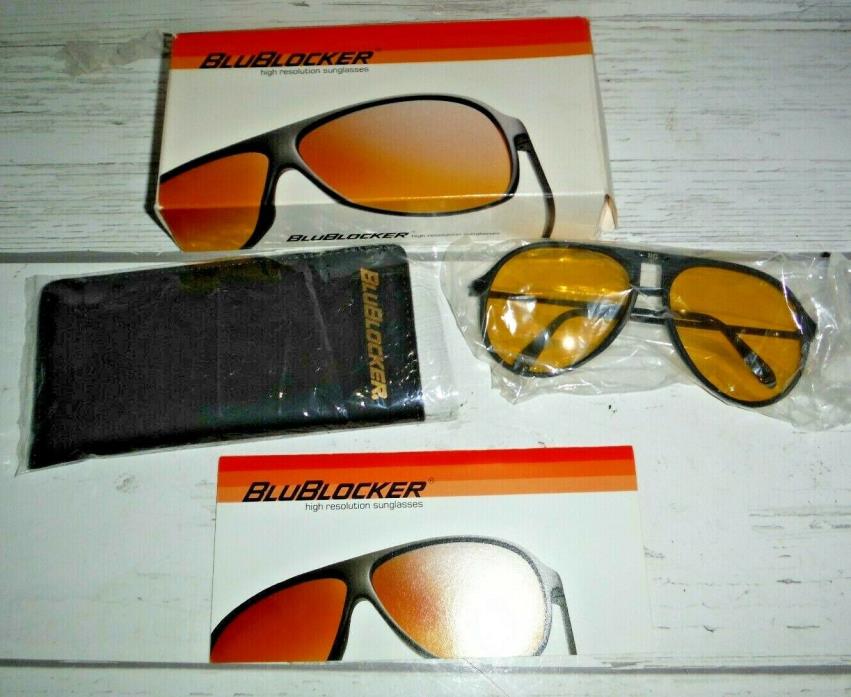 New Official BluBlocker Black Nylon Aviator Sunglasses with Case
