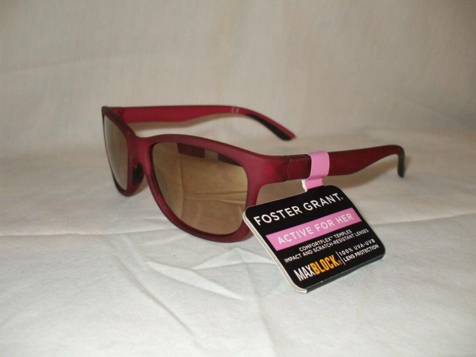 Womens Foster Grant Sunglasses Active For Her Maxblock Plum/Gold Mirrored Lenses