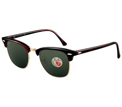 Ray-Ban Classic Clubmaster Tortoise Frame Solid Polarized Lens 51 mm