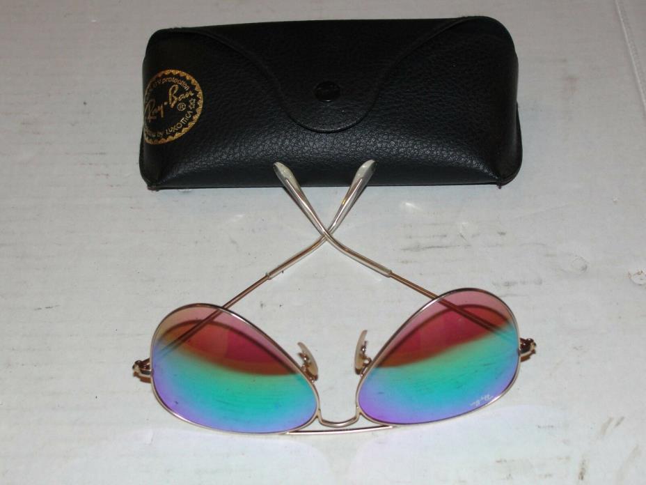 Ray Ban Aviator Sunglasses RB3025 Gold Frame 58mm Mirror Green Polarized Lenses