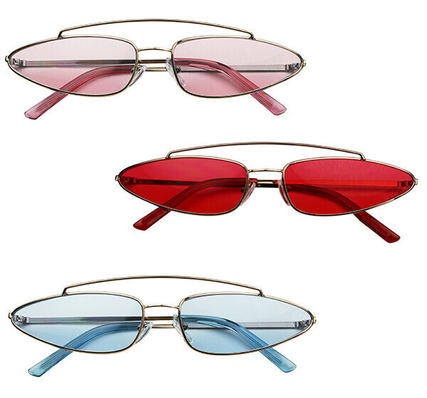 ShadyVEU Small Narrow 90's Metal Tiny Wide Oval CatEye Crossbow Slim Sunglasses