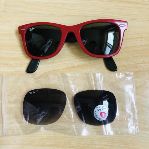 Ray Ban Wayfarer Sunglasses Mens Womens Red Made in ITALY w/ Polarized Lenses