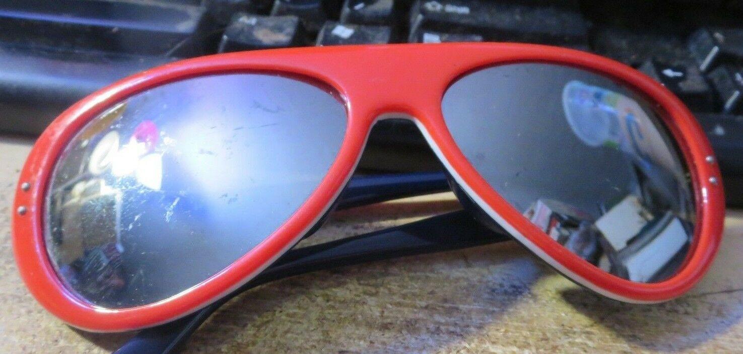 Vintage 1980’s Ski Style Eyes Japan Mirror Aviator Sunglasses Red Purple