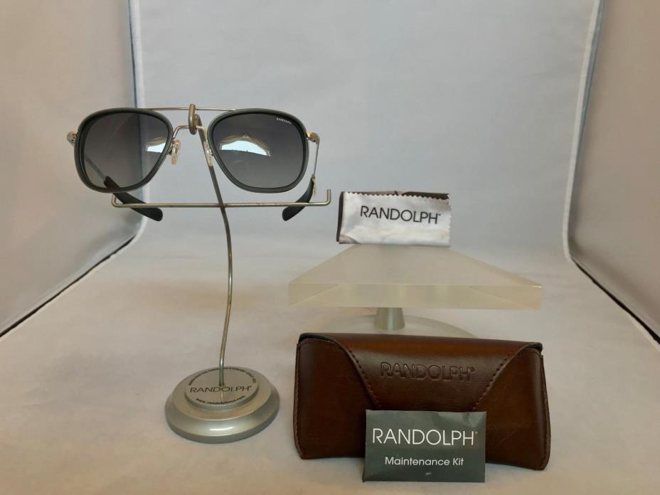 Randolph Aviator Fusion Bright Chrome Grey Fade 55mm New Sunglasses AF53603