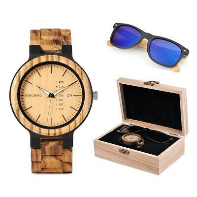 BOBO BIRD Classic Men Custom Wood Watch Bundle and Wooden Sunglasses Suit Presen