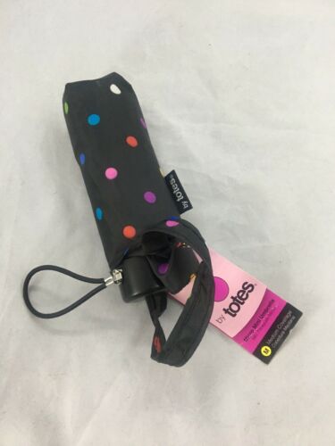 Totes Micro Mini Manual Open Compact Umbrella Polk A Dot Medium NEW